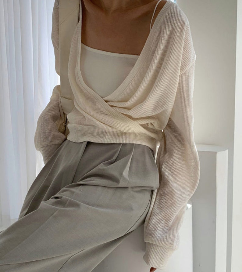 Deep V neck top wrap top wrap blouse tops for women long sleeve top mood blouse V neck blouse