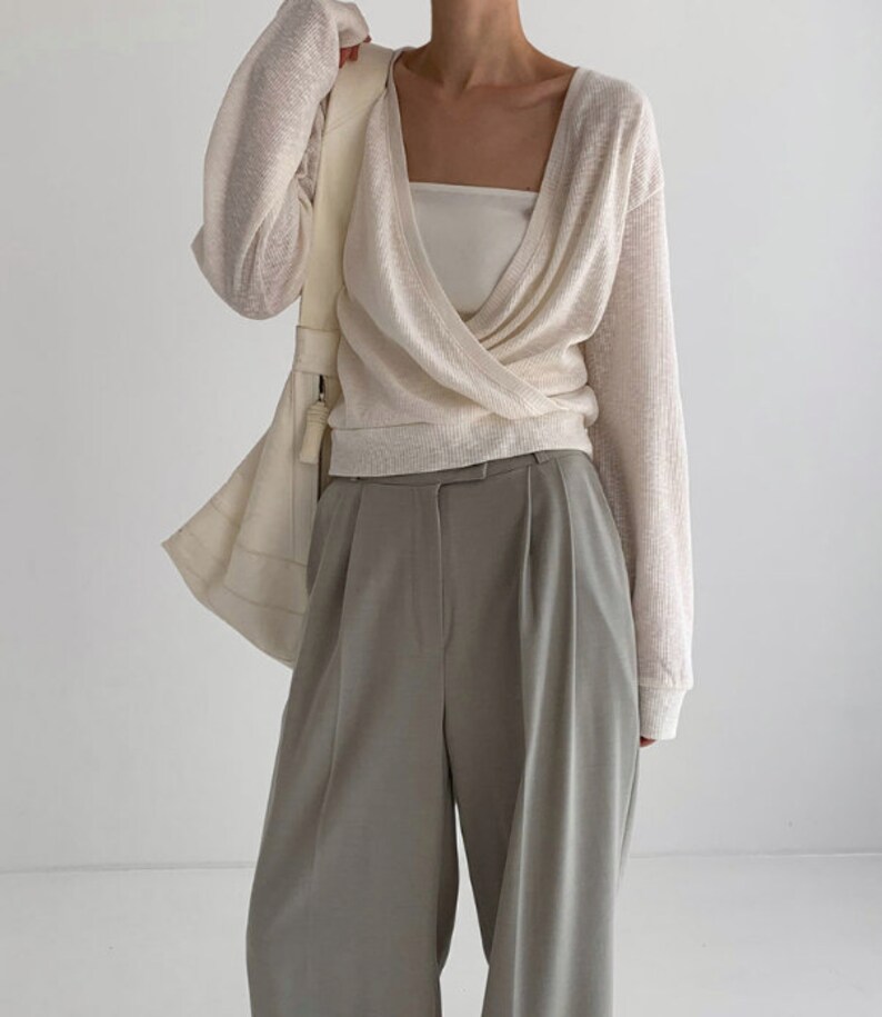 Deep V neck top wrap top wrap blouse tops for women long sleeve top mood blouse V neck blouse