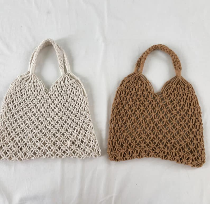 Mesh tote bag White Black Market bag Summer bag Vintage Bag Summer Mesh Bag