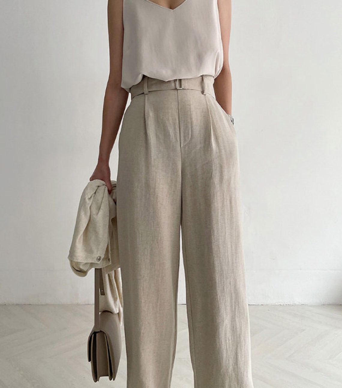 Pantalones de lino para mujer pantalones anchos pantalones Etsy