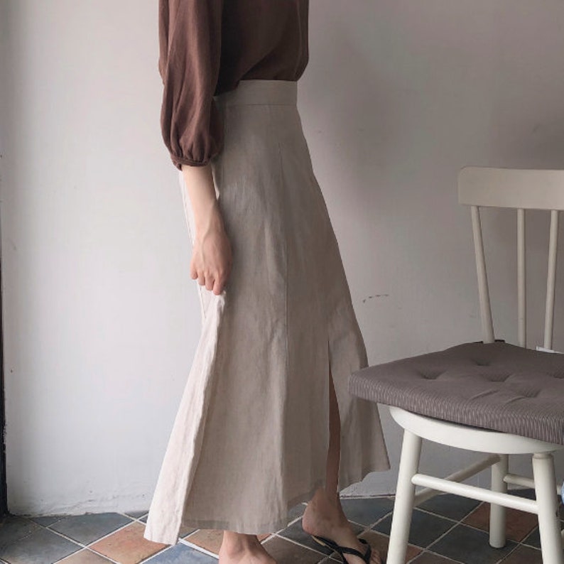 long linen wrap dress