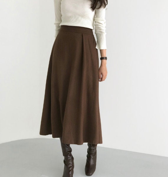 Wool skirt / wool flared skirt / flared skirt / maxi long Etsy