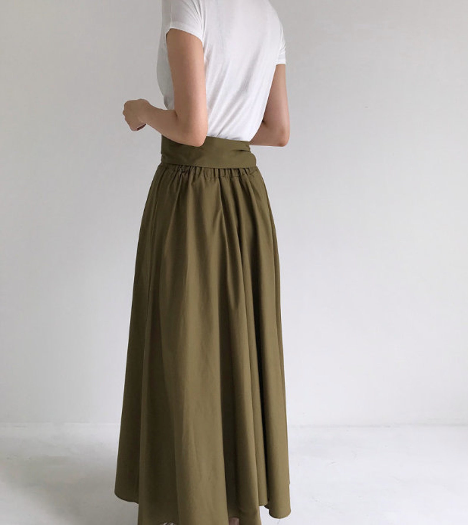 HighWaisted long wrap skirt Cotton maxi skirt Beige long Etsy