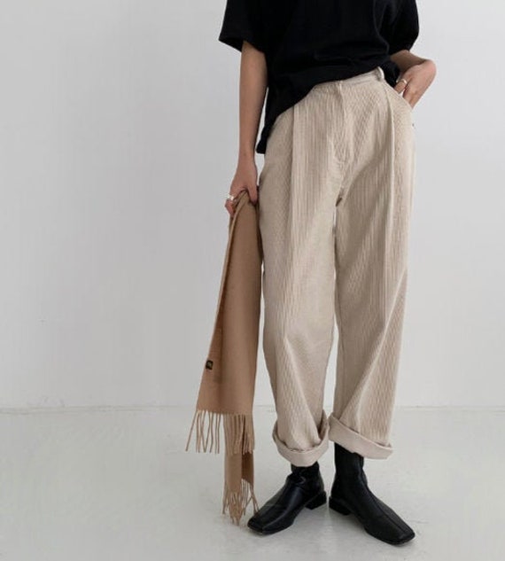 Corduroy pants / Cotton pants for women / wide pants / high | Etsy