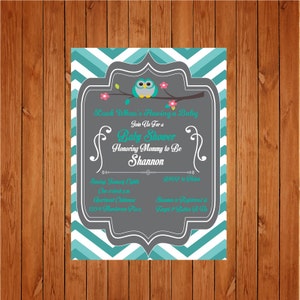 Baby Boy Owl Themed Shower Invite