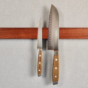 Jarrah magnetic knife racks, clear finish. 30, 45 and 60cm