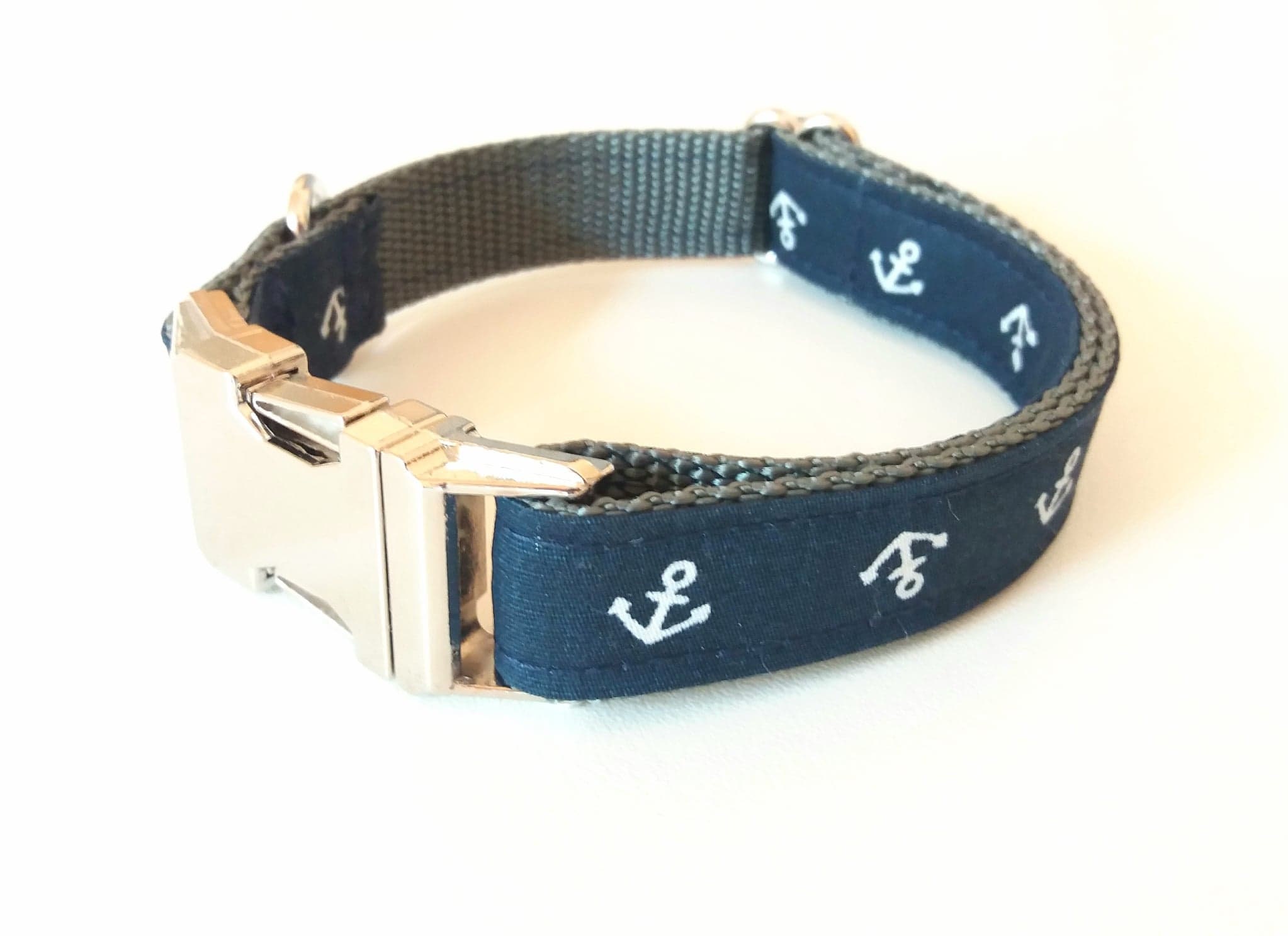 Collier Ancre Marine/Collier Pour Chien Nautical Style Marin Création Artisanale Bleu Marine /