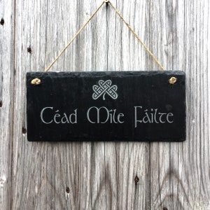 Irish welcome slate sign -porch welcome sign - irish hand made slate plaque -  irish 'Cead Mile Failte' wall plaque - irish blessing