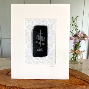 Natural Slate Ogham Plaque- with the Gaelic inscription Grá / Love