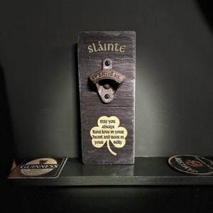 Beer Opener wall mount includes Gift Box - reclaimed Irish Slate - Irish made Gift- house warming - home bar - custom gifts