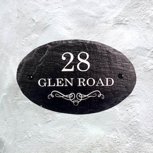 Slate from Ireland - Oval house name - natural slate - personalized sign