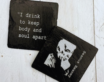 Engraved Slate Coasters - Seamus Heaney Quote - Literary Gift
