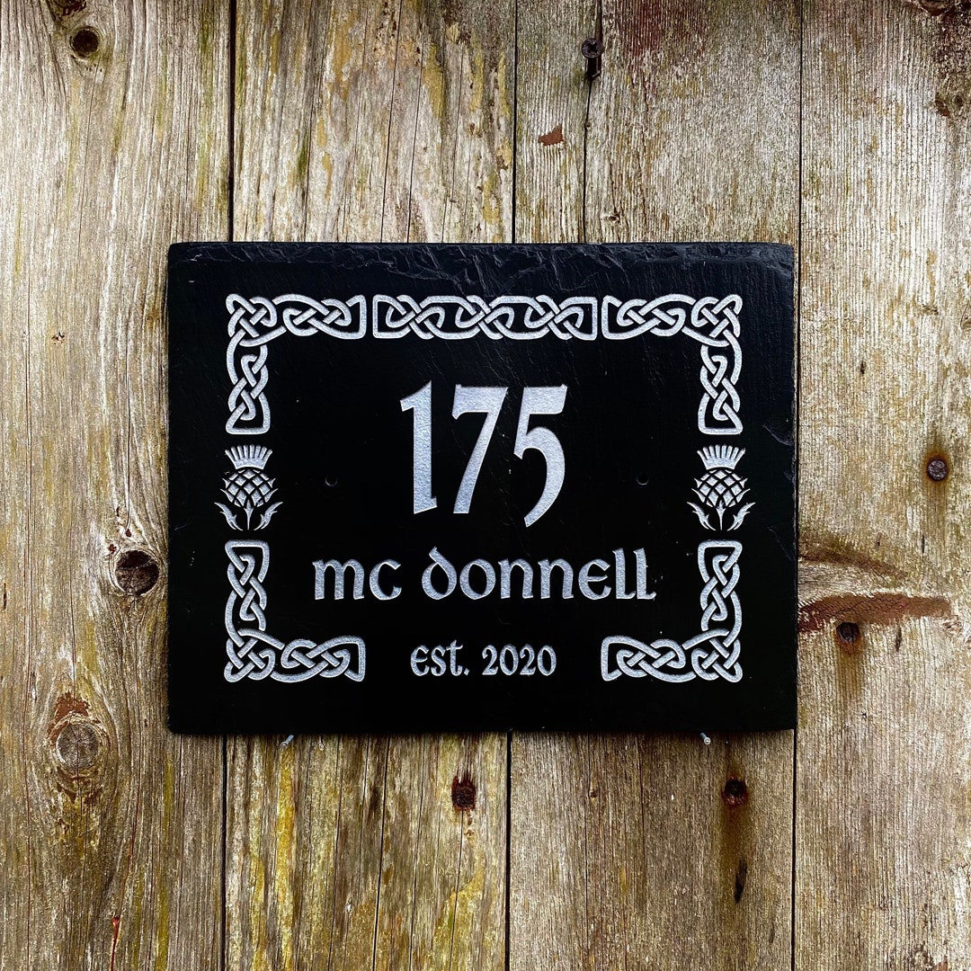 Rustic Door Numbers Natural Slate Scottish Design House Number-rustic Door Number-celtic ...