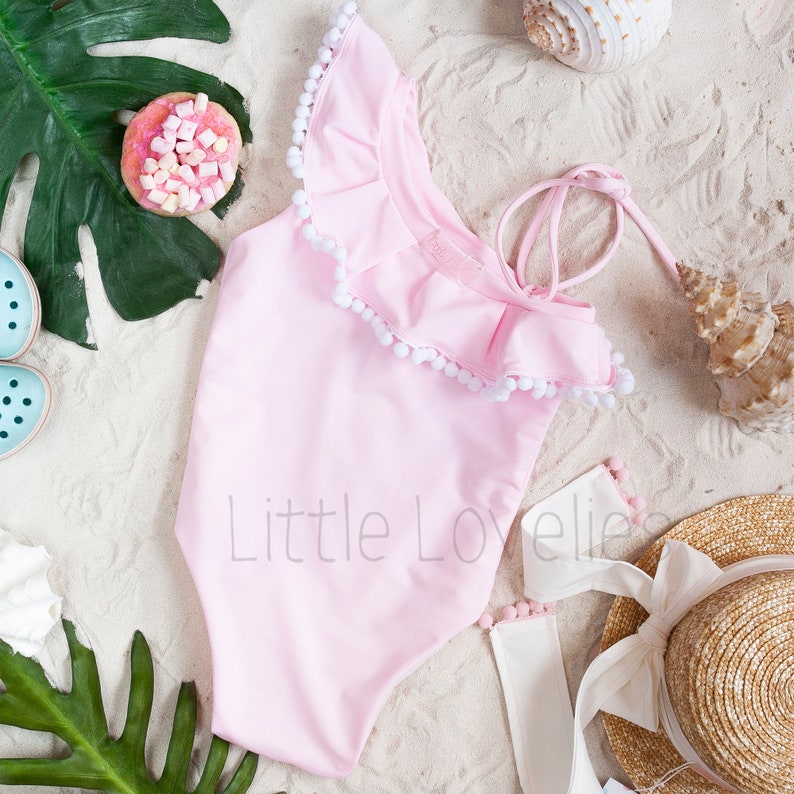 Light pink swimsuit for girlsruffled 1 piece swim setoff the Etsy