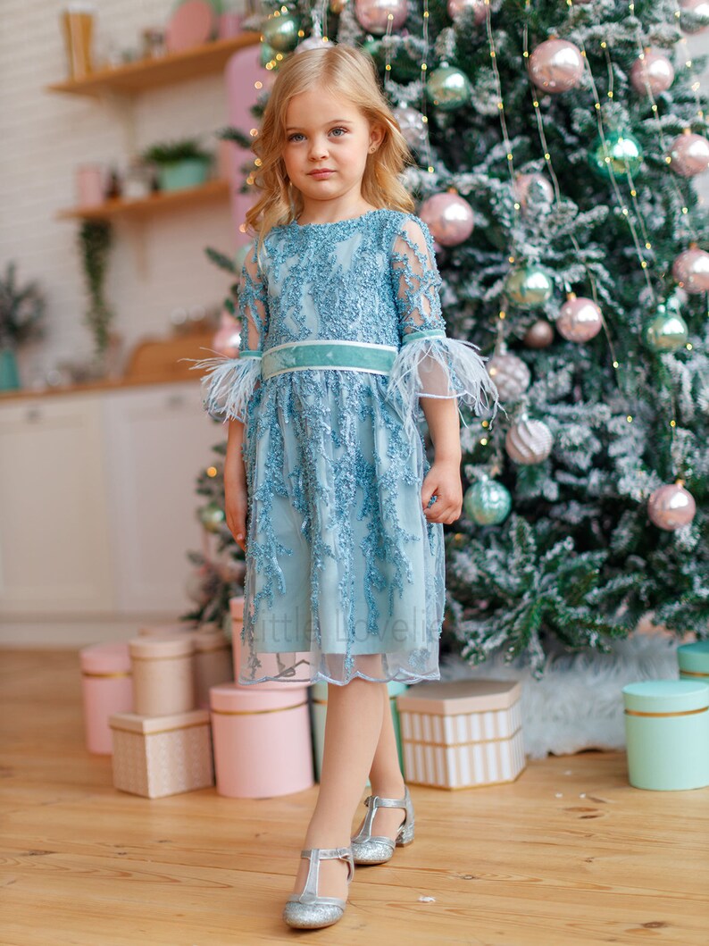 Blue girl dress Baby special occasion dress Girl party Etsy
