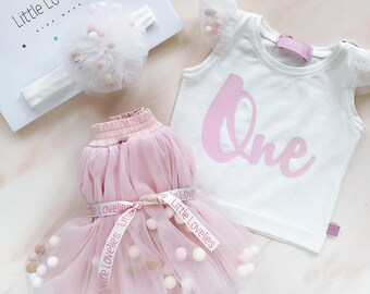 First Birthday Outfit Girl, 1st Birthday Girl party, Pink tulle set little girl, 1 y.o. Tutu top+skirt, 12 mnth set, Photo prop outfit baby