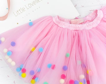 Pink tutu skirt, Birthday tutu, pink headband, baby girl tutu, smash cake tutu, pink tulle skirt, Baby Girls Outfit, Tutu Skirt
