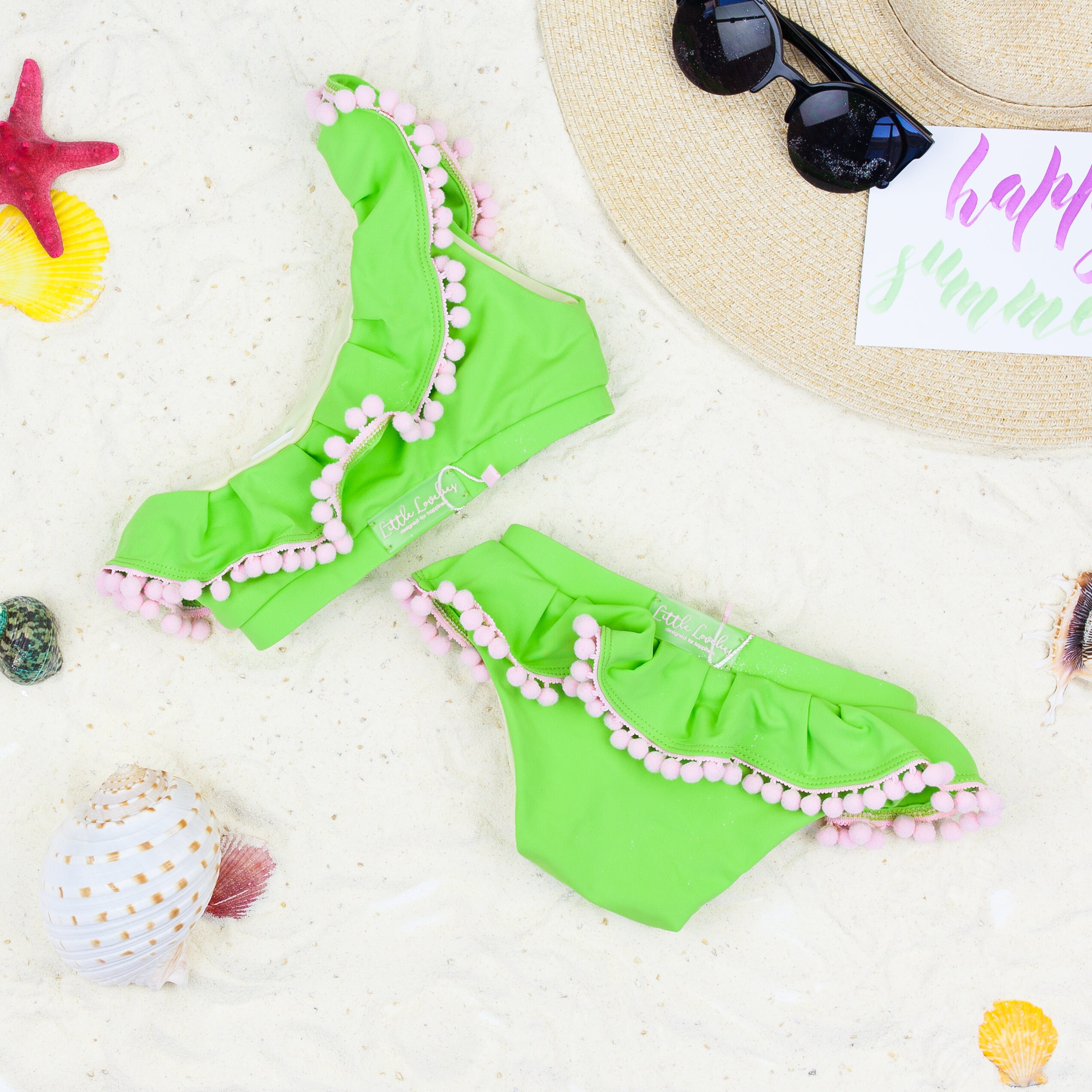 Bathing Suit For Girls Green Two Pieces Bodysuit One Shouler Etsy