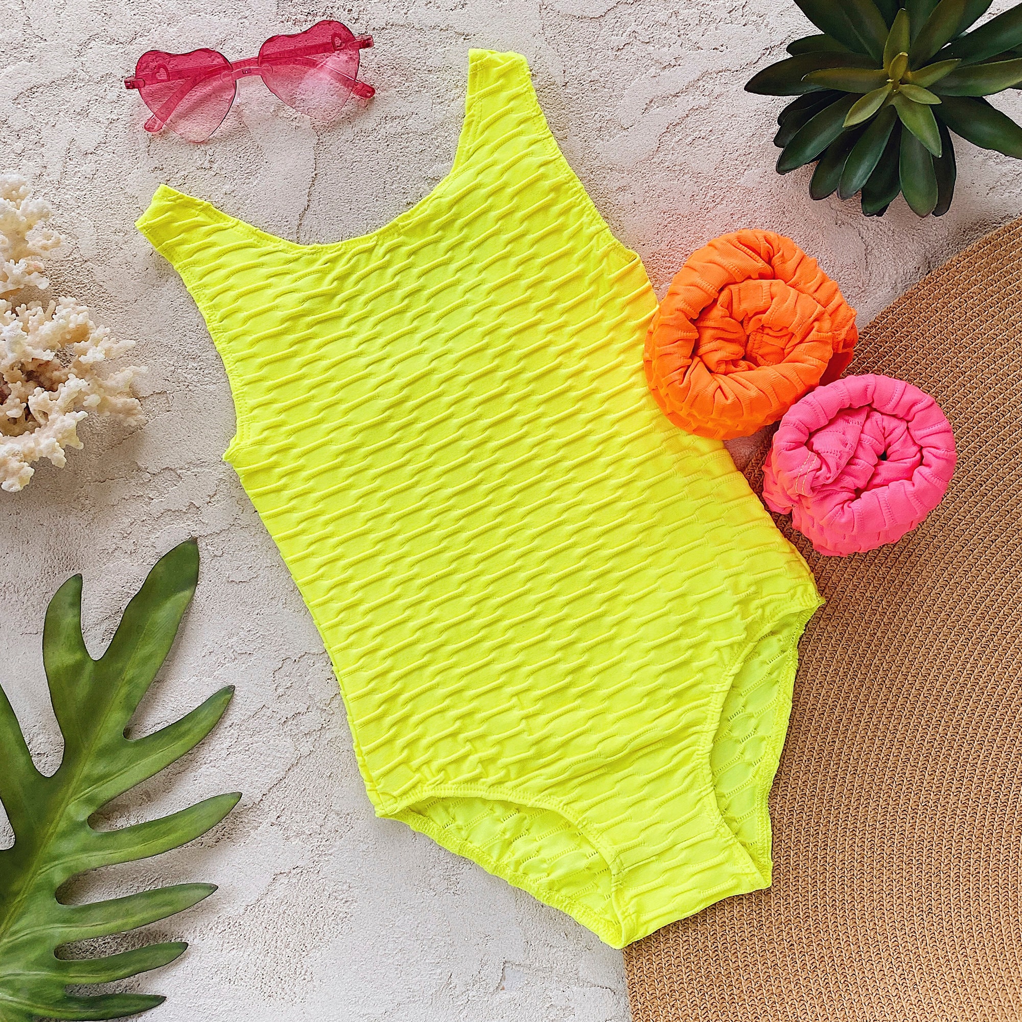 Yellow Girls Toddler Swimsuit Cute Bathing Suit Bright Etsy UK