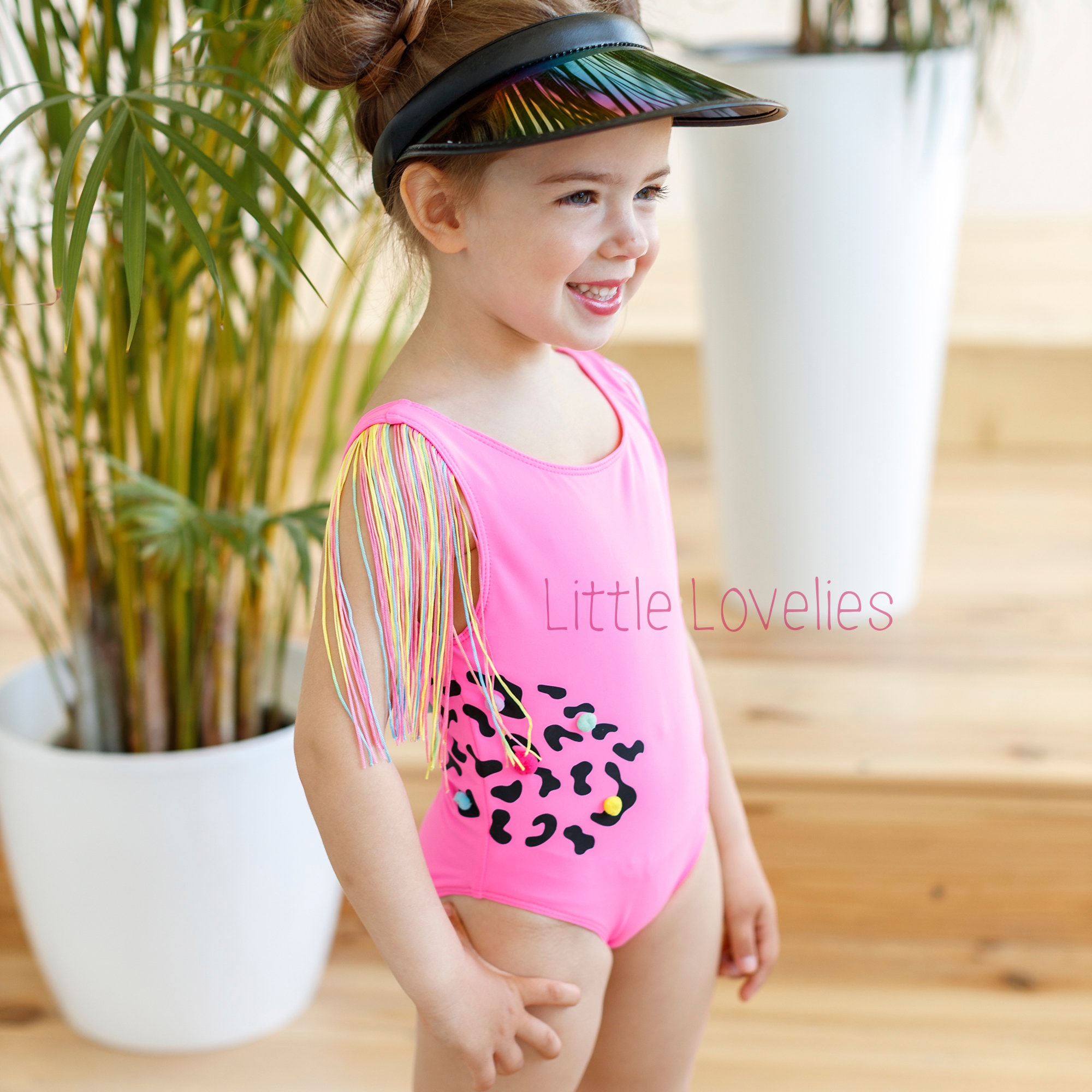One piece swimsuit Baby girl Leopard print Pink swimsuit | Etsy