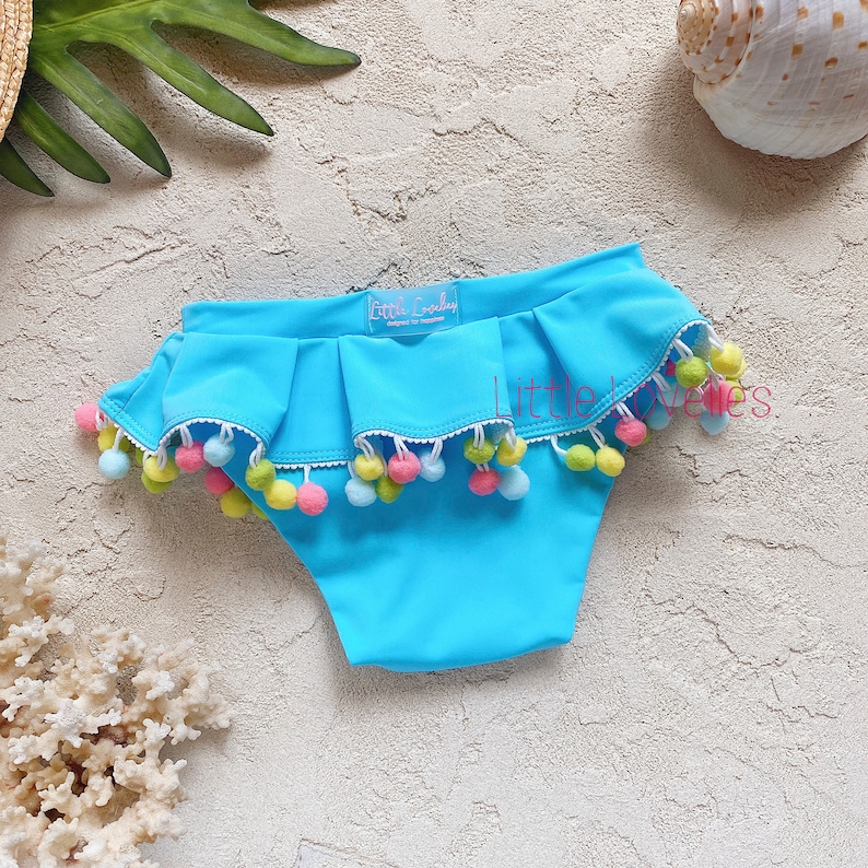 Girls Bikini Infant Swim Bottoms Bikini Toddler Pom Pom Etsy