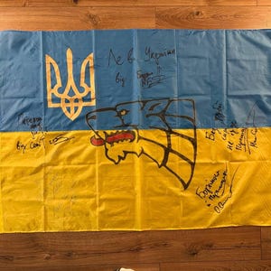 Personalize Flag of Ukraine, Ukranian units signatured ukraine flag signatured guys special units,flag Ukraine, Ukrainian Flag Signatured