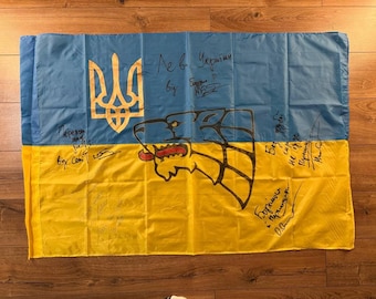 Personalize Flag of Ukraine, Ukranian units signatured ukraine flag signatured guys special units,flag Ukraine, Ukrainian Flag Signatured