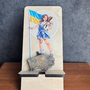 Wood Desk with Fragment p2 of part rusian missle, Fragment part p2 of х101,Ukraine Trench Art,Memorabilia Trench Art,Art on wood desk
