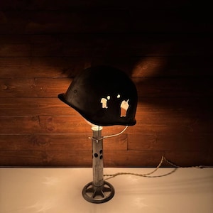 Trench Art Lamp " Brutal Helmet" , Recycled in Ukraine , Industrial Decor , HandCrafted Relic Ukraine, Relic Inspired Metal Piece, Deco Lamp
