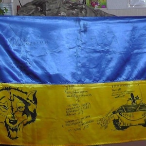 Flag of Ukraine signatured ukrane flag,special custom ukrainian flag signatured by guys special units,custom signatured special personalize