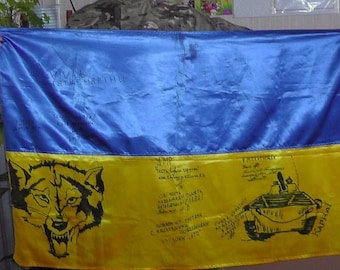 Flag of Ukraine signatured ukrane flag,special custom ukrainian flag signatured by guys special units,custom signatured special personalize
