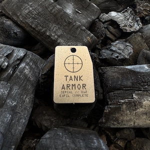 Keychain &quot;Center&quot; T72 Recycled Tank Skin  ,Handcrafted Keyring T72 Ukraine KeyFob Trench Art , KeyChain UA