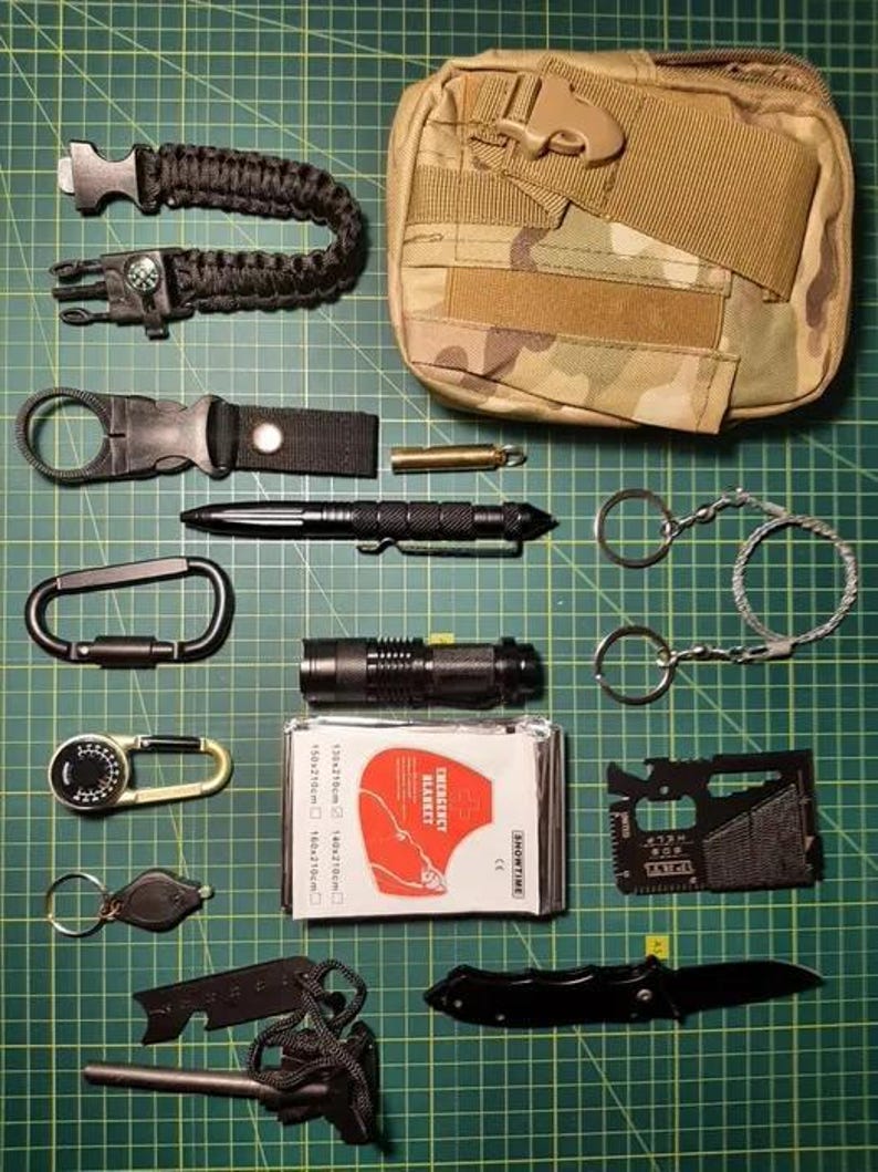 Kit Items Kit Survival Full Set Kit ( 12 Items + Bag ) Emergency Survival Kit ...