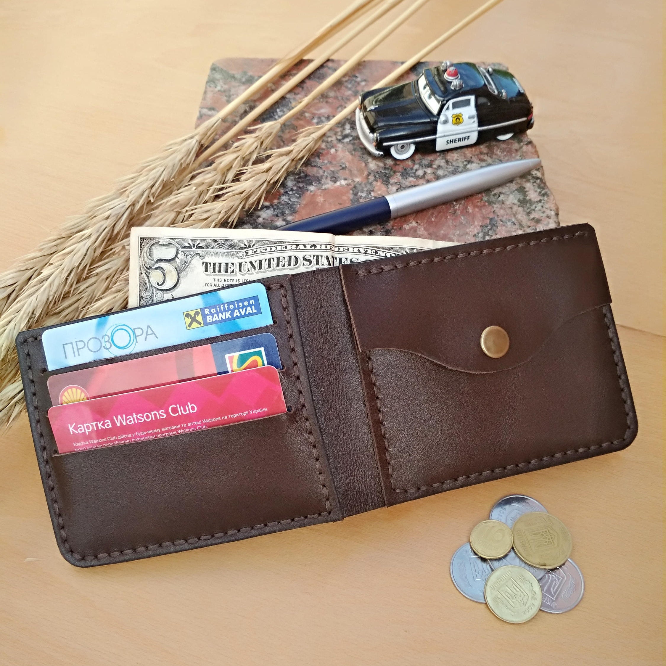 Mens leather wallet Bifold wallet Gifts for Him Leather wallet Etsy