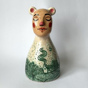 Seconds Ceramic Art Bear Folk Person Sgraffito Landscape Art  display picture 1