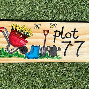 Allotment Plot Number Plaque, Personalised Allotment Sign, Wheelbarrow, Garden Shed, Gardeners Gift, Potting Shed, Plot Marker, Hand Painted