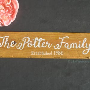 Custom Family Name Sign: Rustic Wooden Established Plaque