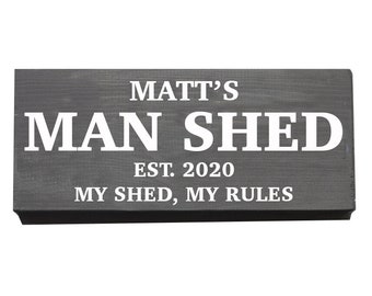 Personalised Man Shed Wooden Sign | Cave | Est. Year | Plaque | My Shed My Rules | Fathers Day | Grandad | Gift | Husband | Dad | Daddy |