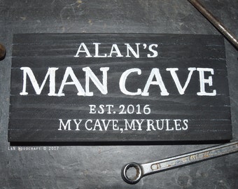 Personalised Man Cave Sign: Handmade Wooden Plaque