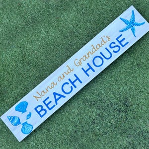 Personalized Beach Hut Sign: Hand Painted Seaside Decor, Shell Accents