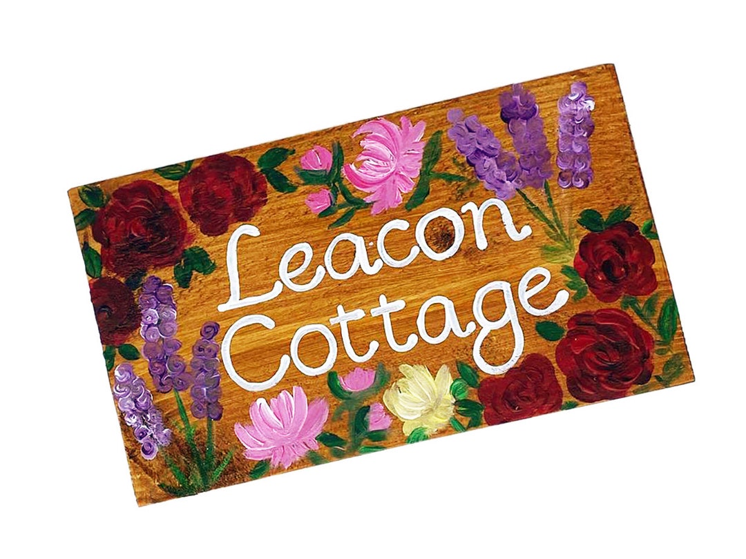 Hand Painted Floral Wooden House Number Sign: Personalized Cottagecore ...