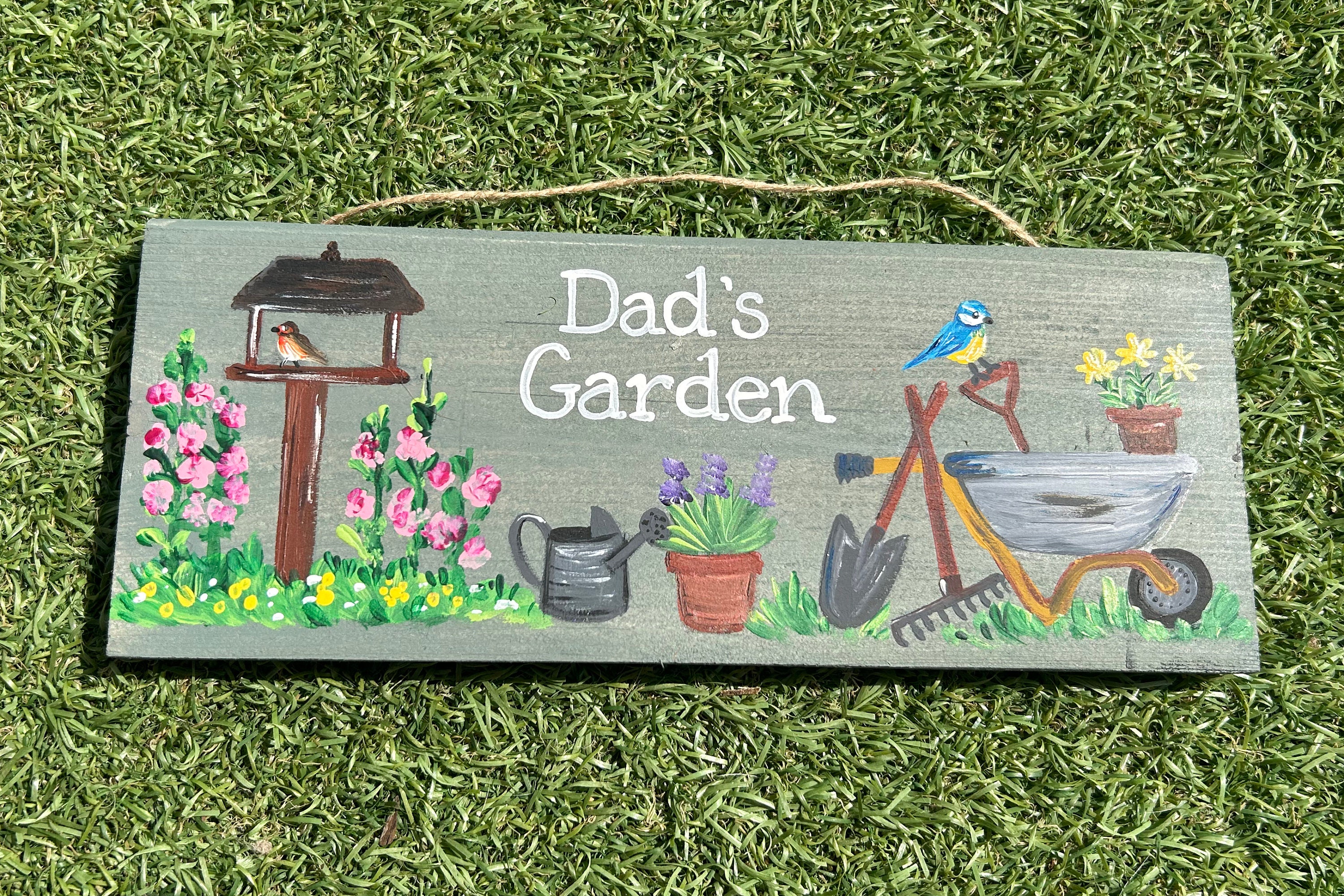 Personalised Wild Birds Garden Sign, Allotment Shed Plaque, Gardeners Gift, Dad's Garden, Plot Marker, Grandad, Father's Day, Robin Bluetit