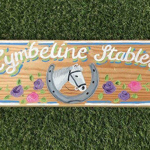 Hand-Painted Horse Stable Sign: Personalized Wooden Farm Plaque