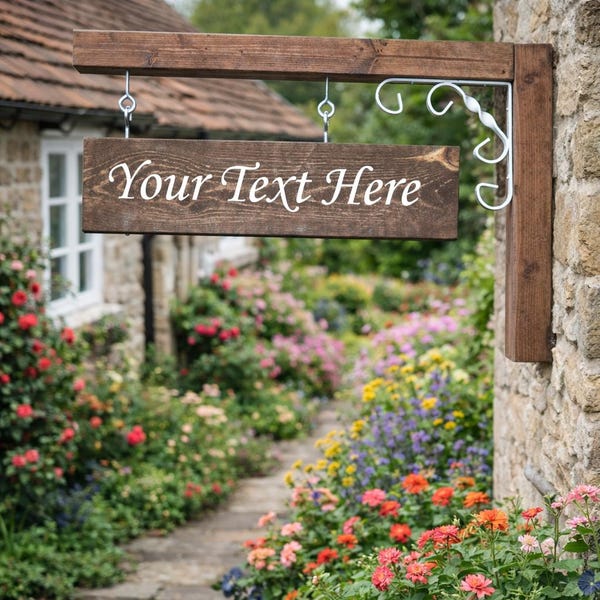 Personalized Wooden House Name Sign: Rustic Hanging Cottage Decor