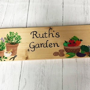 Personalized Hand-Painted Garden Plaque: Vegetables & Herbs