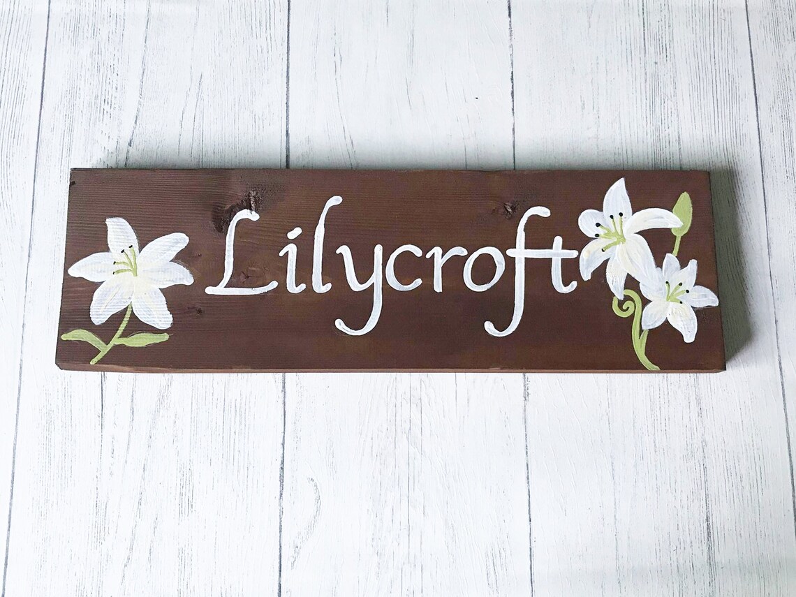 Exterior Lily House Name Sign Personalised Wooden Lilies Etsy
