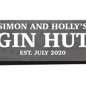 Gin Hut Personalised Wooden Sign | Established | Plaque | Wall | Gift | Gin Den | Gin Bar | Gin Yard | Drinking Gift | Gin Lover