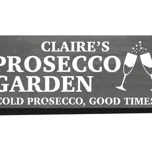 Personalized Prosecco Garden Sign: Handmade Wooden Bar Decor