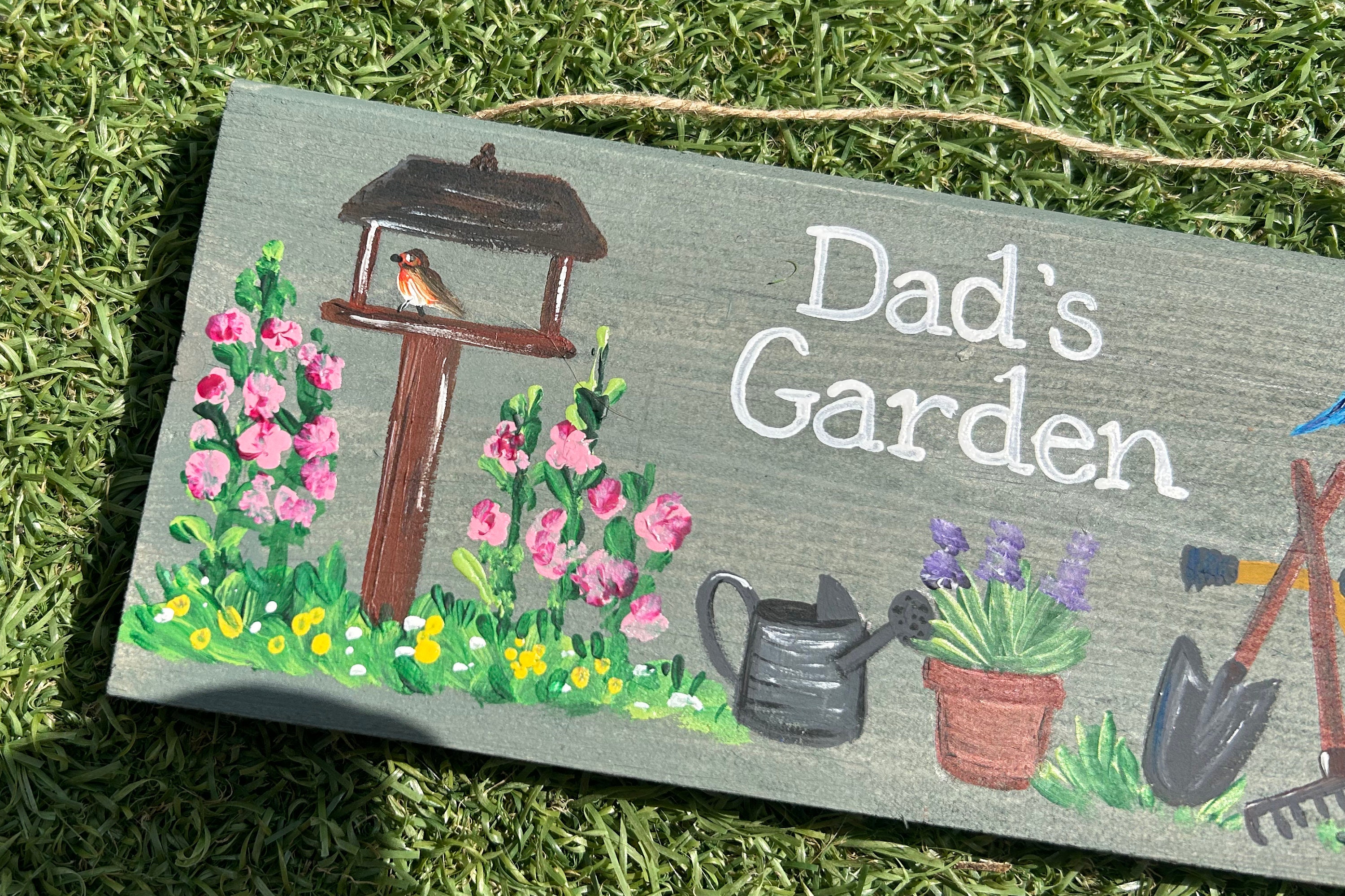 Personalised Wild Birds Garden Sign, Allotment Shed Plaque, Gardeners Gift, Dad's Garden, Plot Marker, Grandad, Father's Day, Robin Bluetit