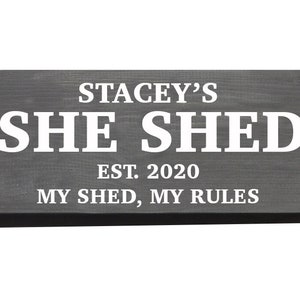 Personalised She Shed Wooden Sign | My Shed My Rules | Plaque | Mothers Day | Wife | Gift | Mum | Man Cave | Femme Den | Woman Cave | Lady